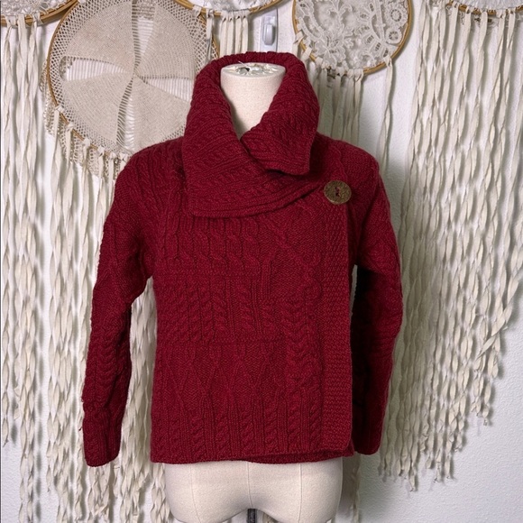Blarney Woollen Mills Sweaters - Blarney Country Heritage | Irish Woollen Mills Red Wool Wrap Sweater Size XS/S